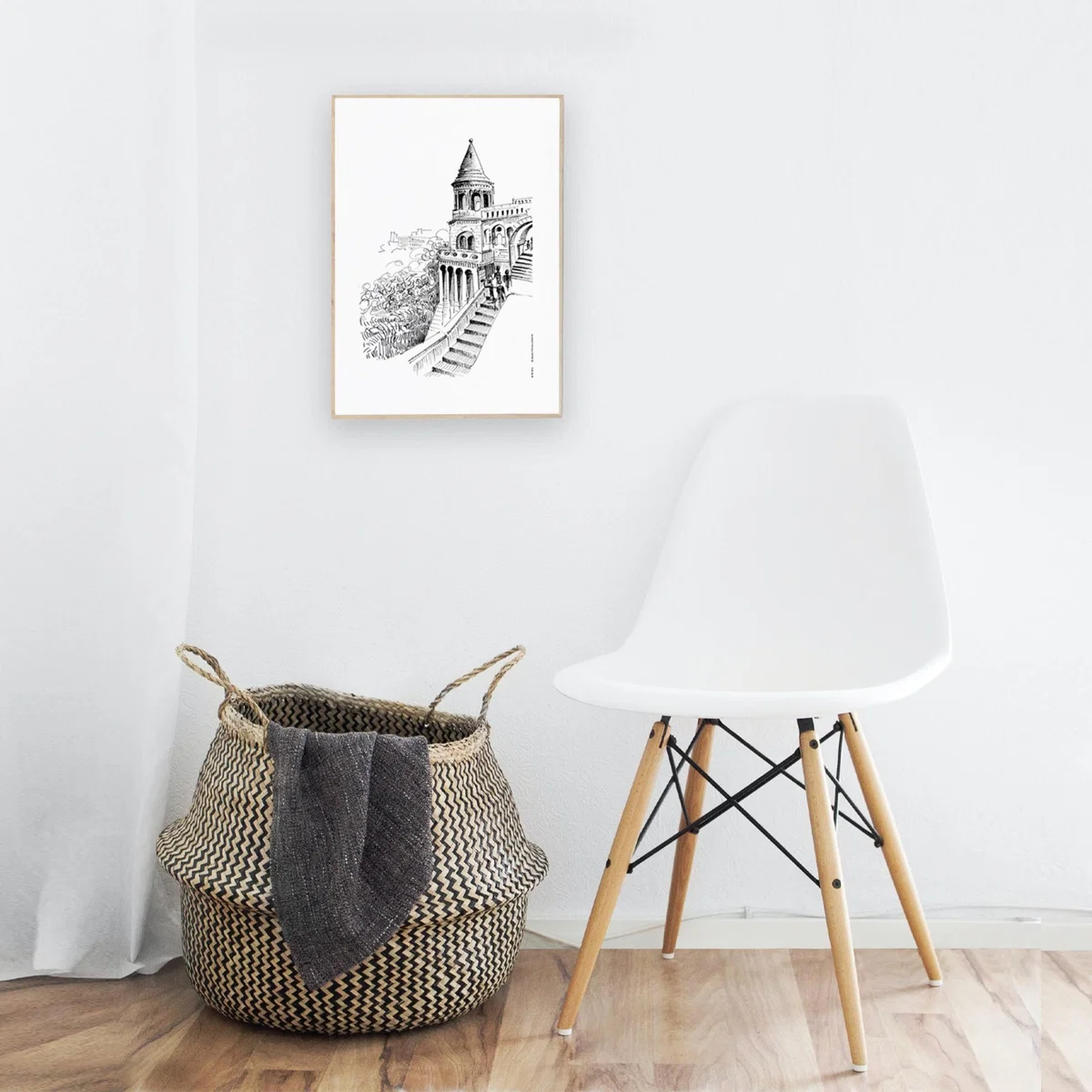 Black / White Budapest Castle Hand-Drawn Art Print - Capturing Hungary's Majestic Beauty Awol – image 10