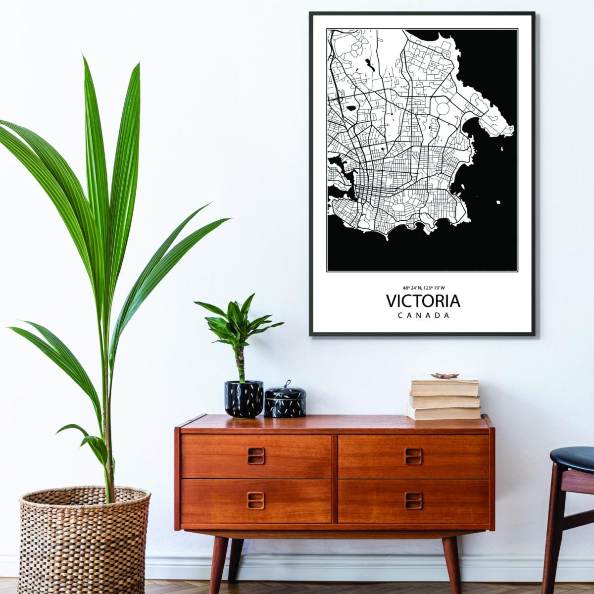 Black Map Of Victoria Canada Large Stanley Print House – image 3