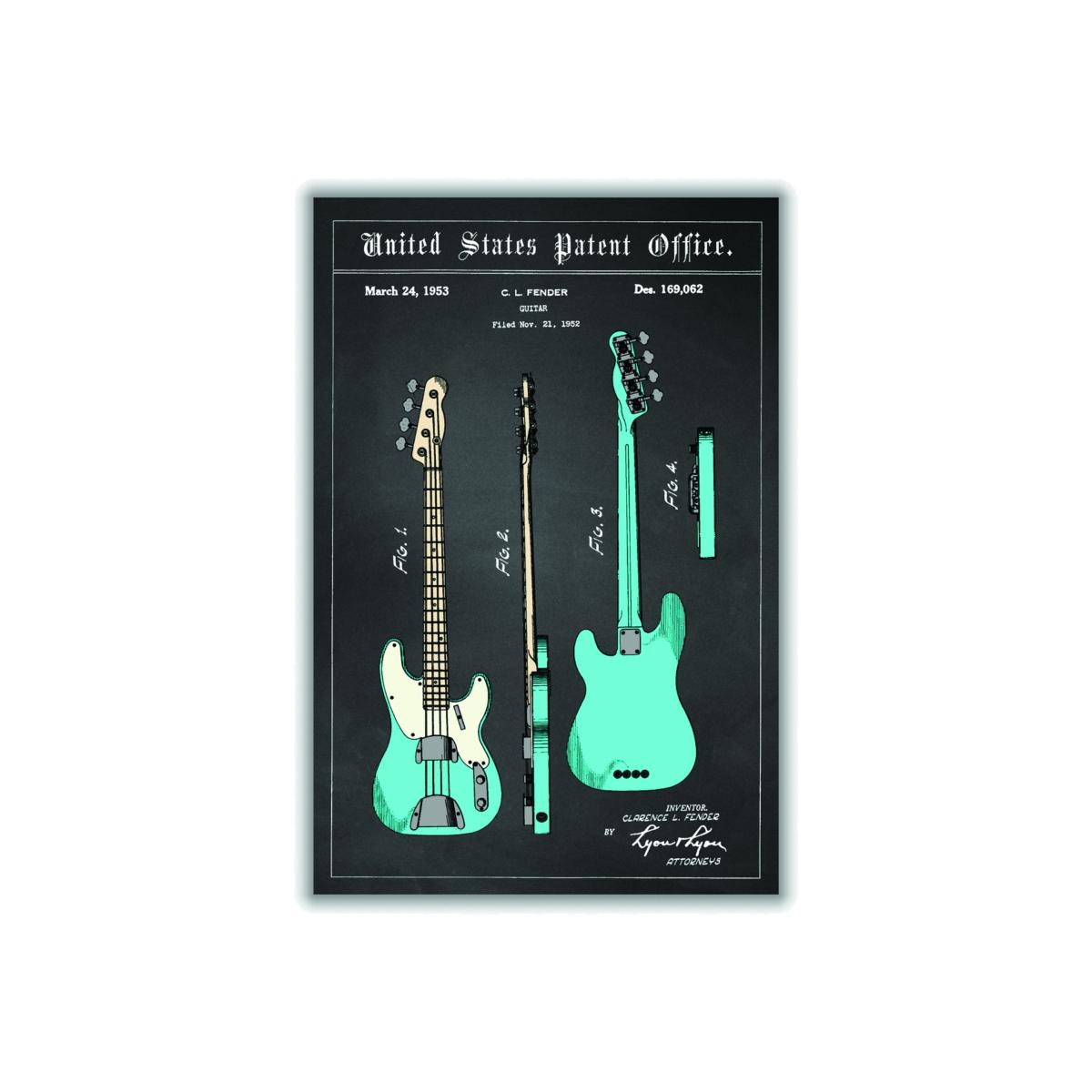 Blue Fender Bass Guitar Patent A1 594 X 841Mm Stanley Print House – image 1