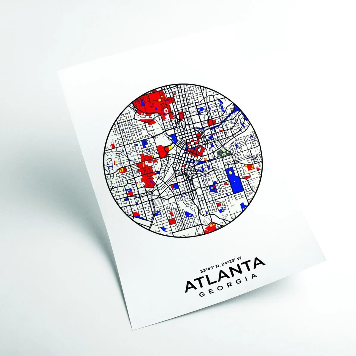 Red Map Of Atlanta 1 A4 210 X 297Mm Stanley Print House – image 2