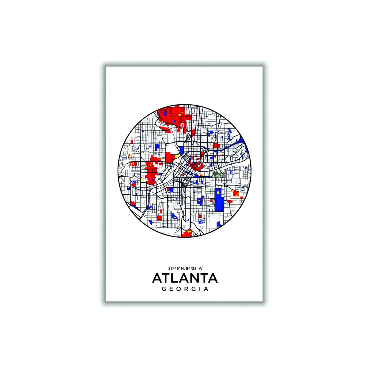 Red Map Of Atlanta 1 A4 210 X 297Mm Stanley Print House – image 1