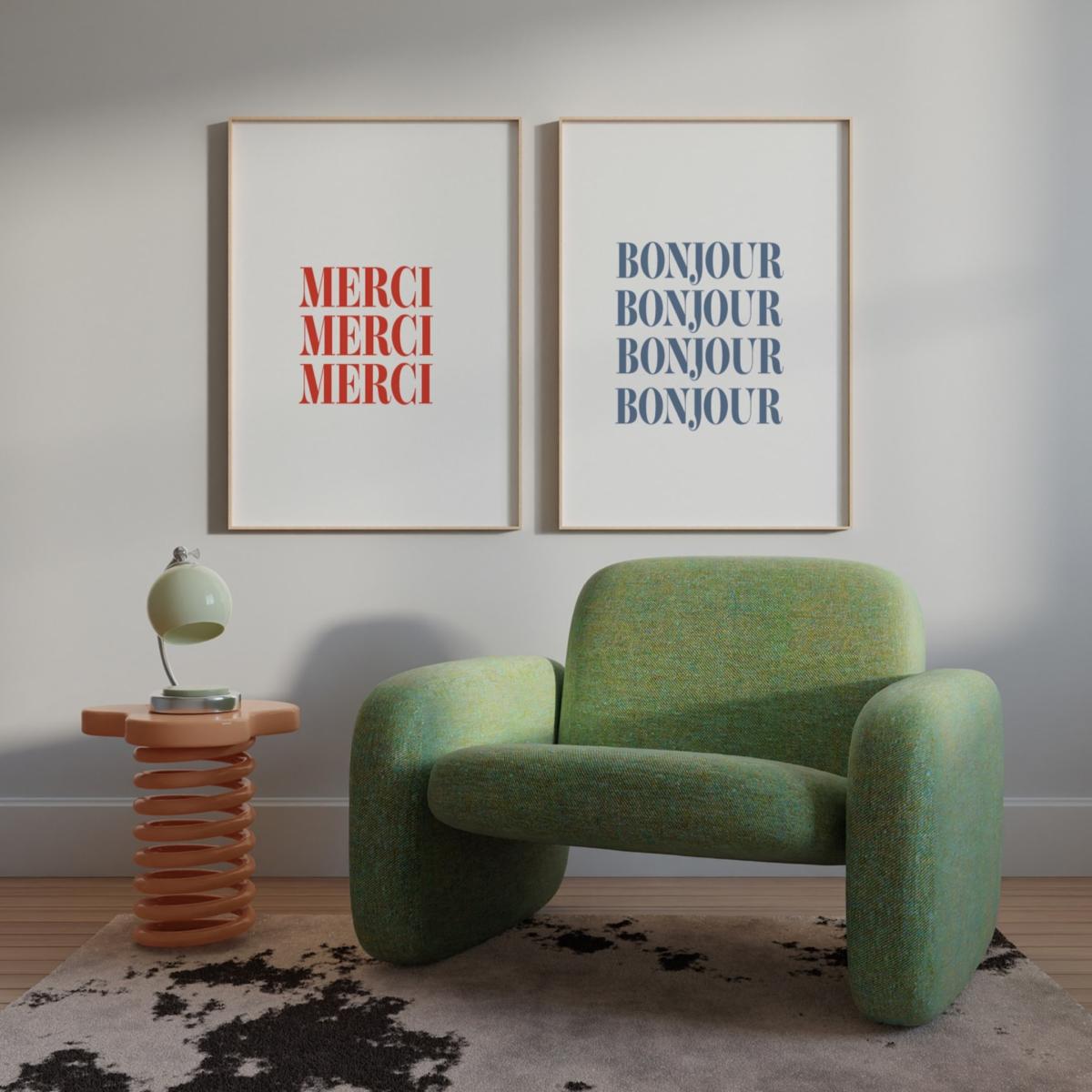 Blue Bonjour French Giclée Art Print A2 Fanclub – image 3