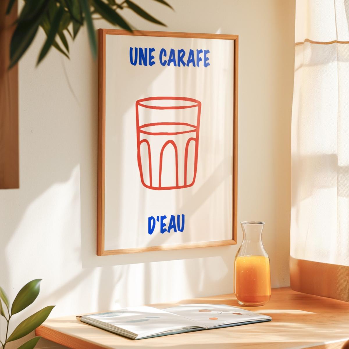 Red / Blue Une Carafe D'eau French Kitchen Retro Inspired Giclée Art Print A3 | A4 | 210 X 297Mm | Fanclub – image 2