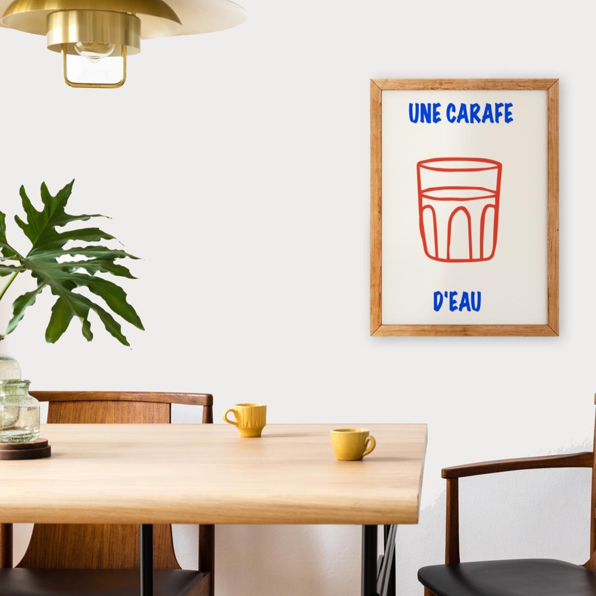 Red / Blue Une Carafe D'eau French Kitchen Retro Inspired Giclée Art Print A3 | A4 | 210 X 297Mm | Fanclub – image 4