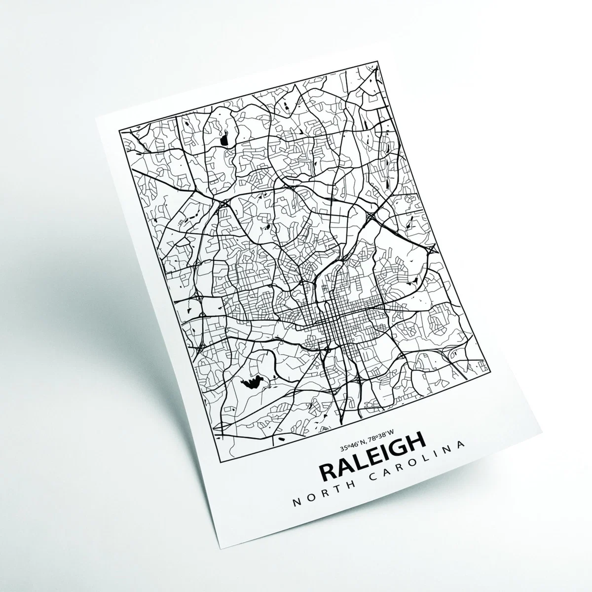 Black Map Of Raleigh A2 420 X 594Mm Stanley Print House – image 2