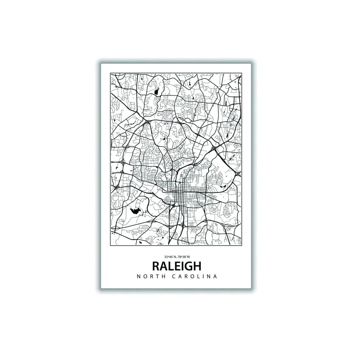 Black Map Of Raleigh A2 420 X 594Mm Stanley Print House – image 1