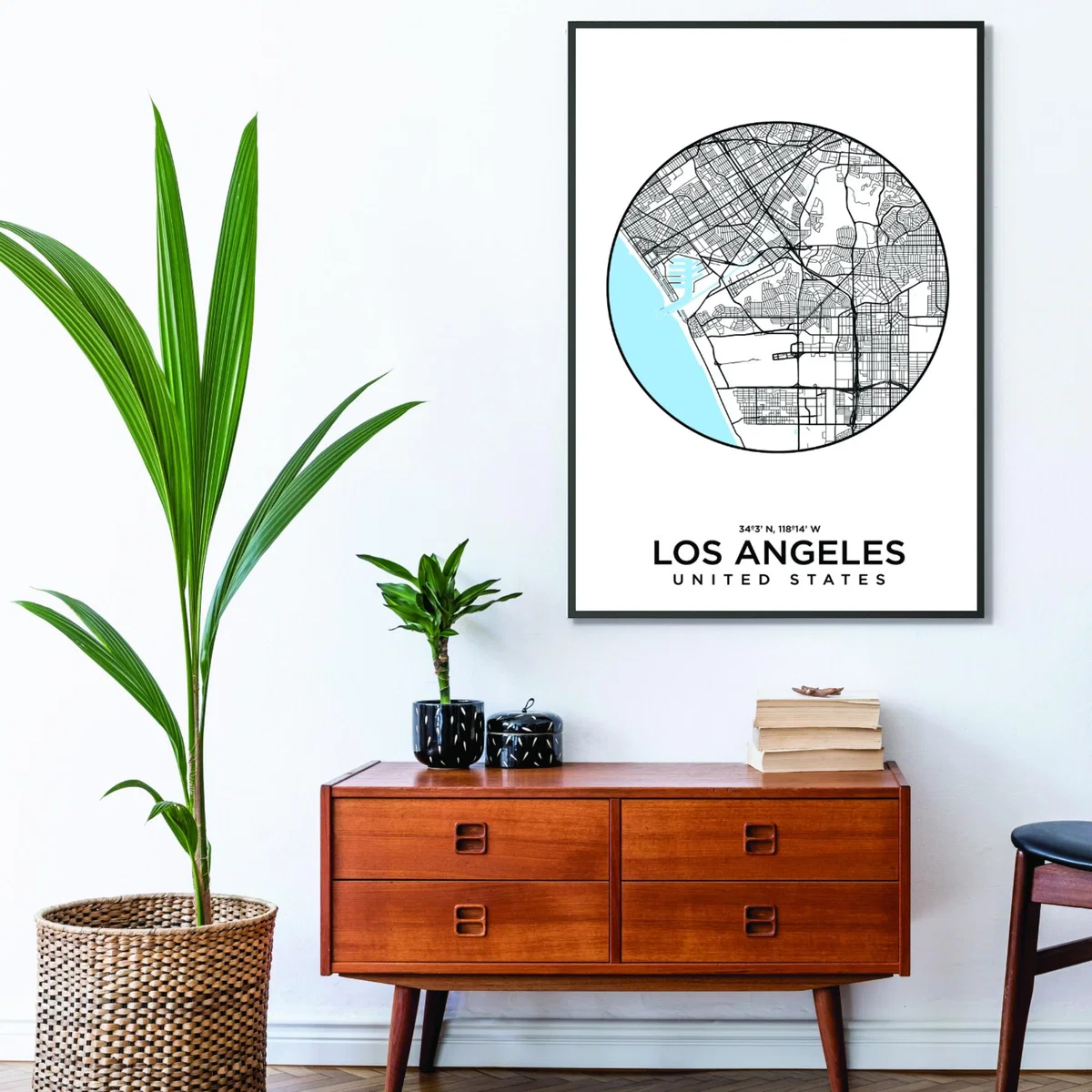 Blue Map Of Los Angeles A3 297 X 420Mm Stanley Print House – image 3