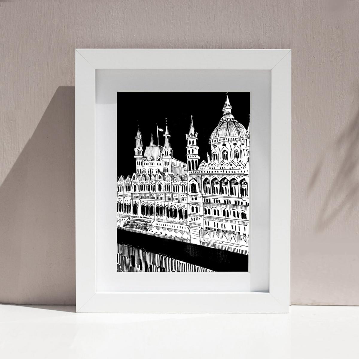 Black / White Beautiful Budapest City Art Print: Hungary Architecture Masterpieces Awol – image 2