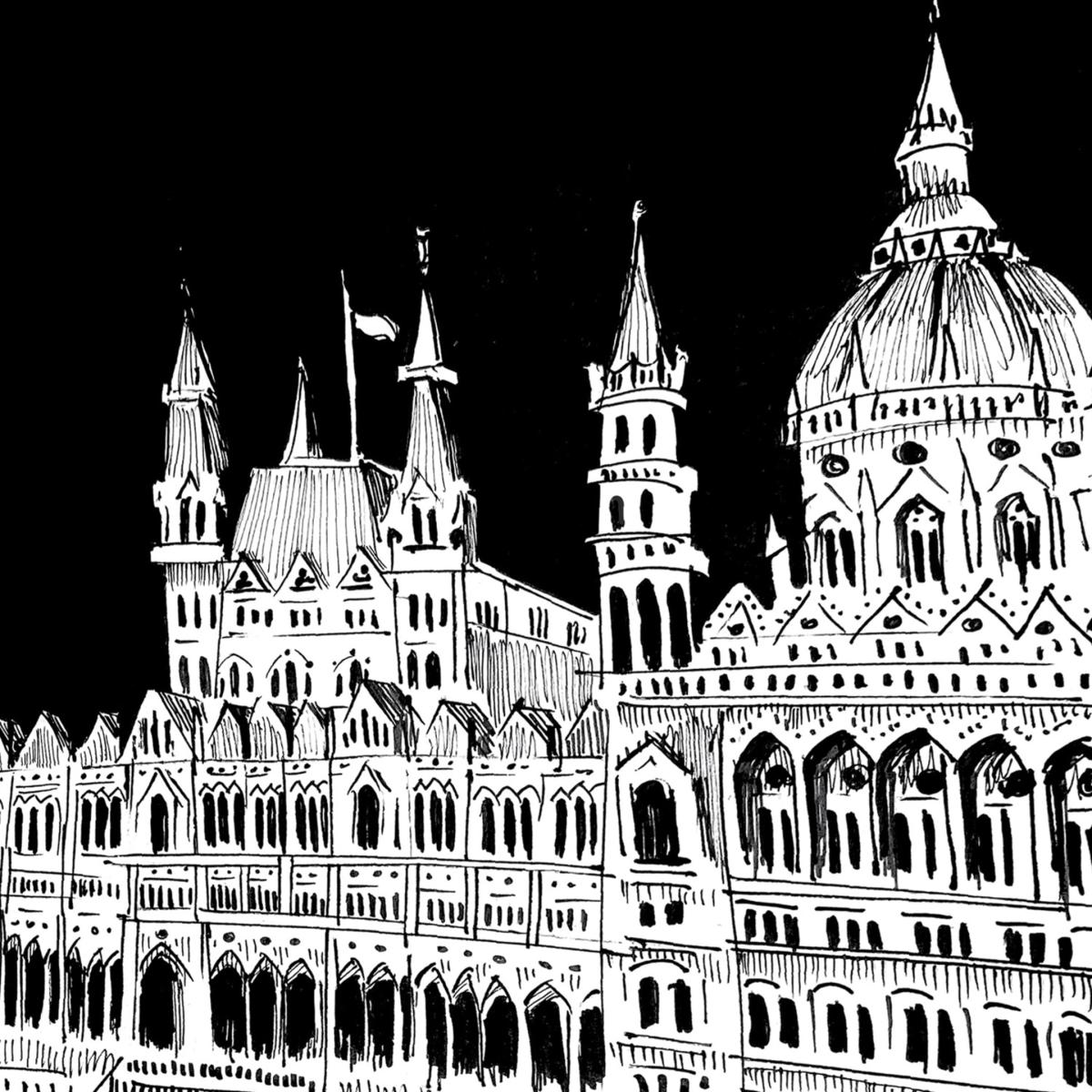 Black / White Beautiful Budapest City Art Print: Hungary Architecture Masterpieces Awol – image 4