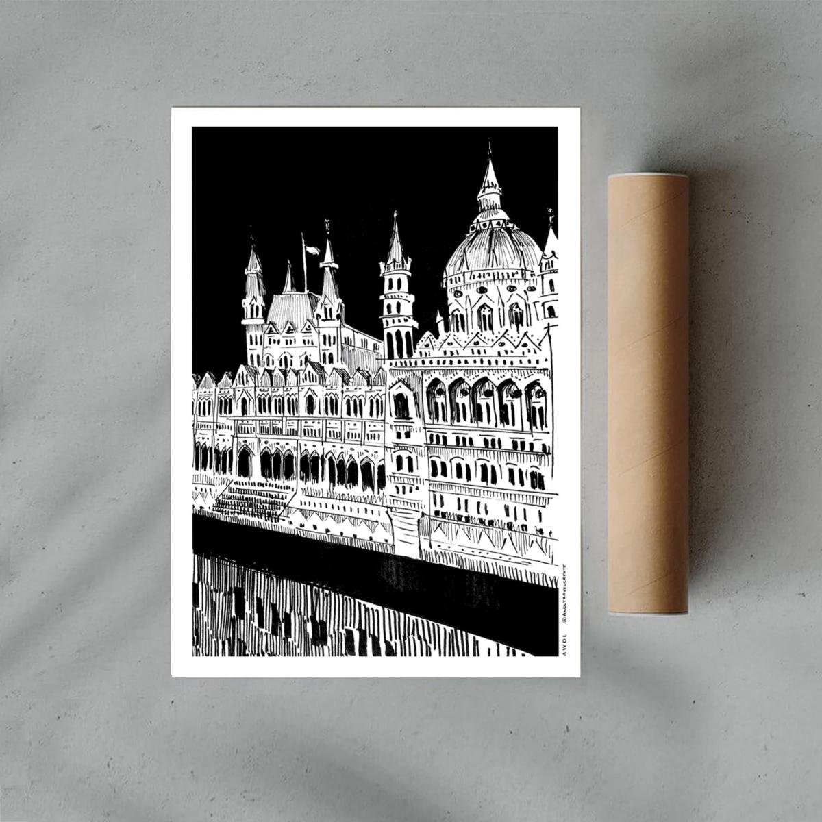Black / White Beautiful Budapest City Art Print: Hungary Architecture Masterpieces Awol – image 7