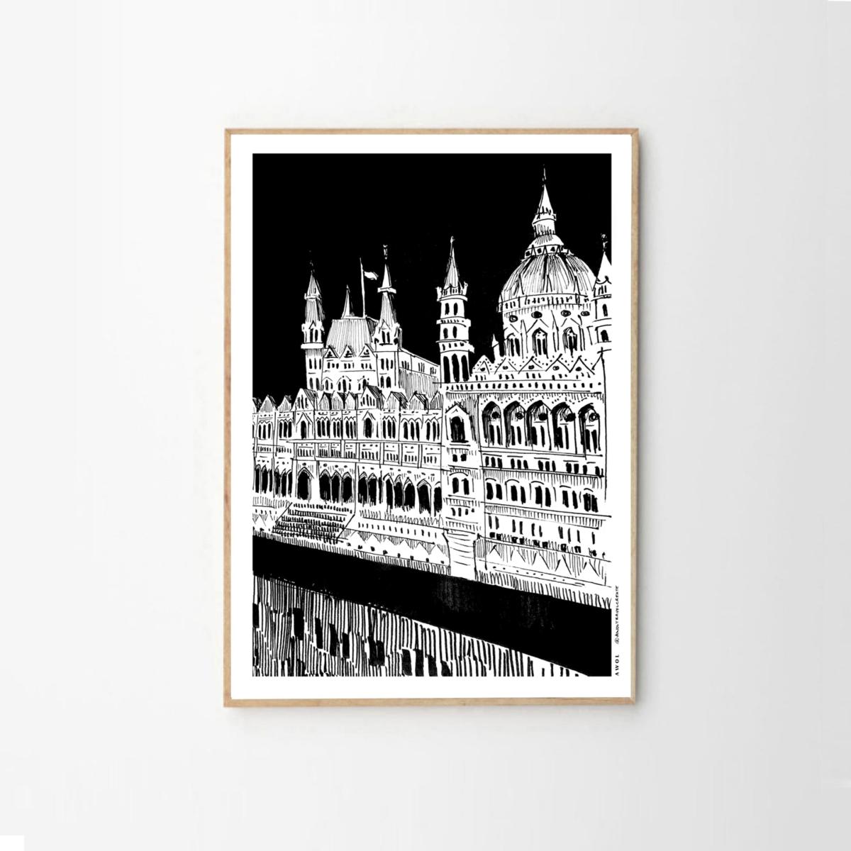 Black / White Beautiful Budapest City Art Print: Hungary Architecture Masterpieces Awol – image 9