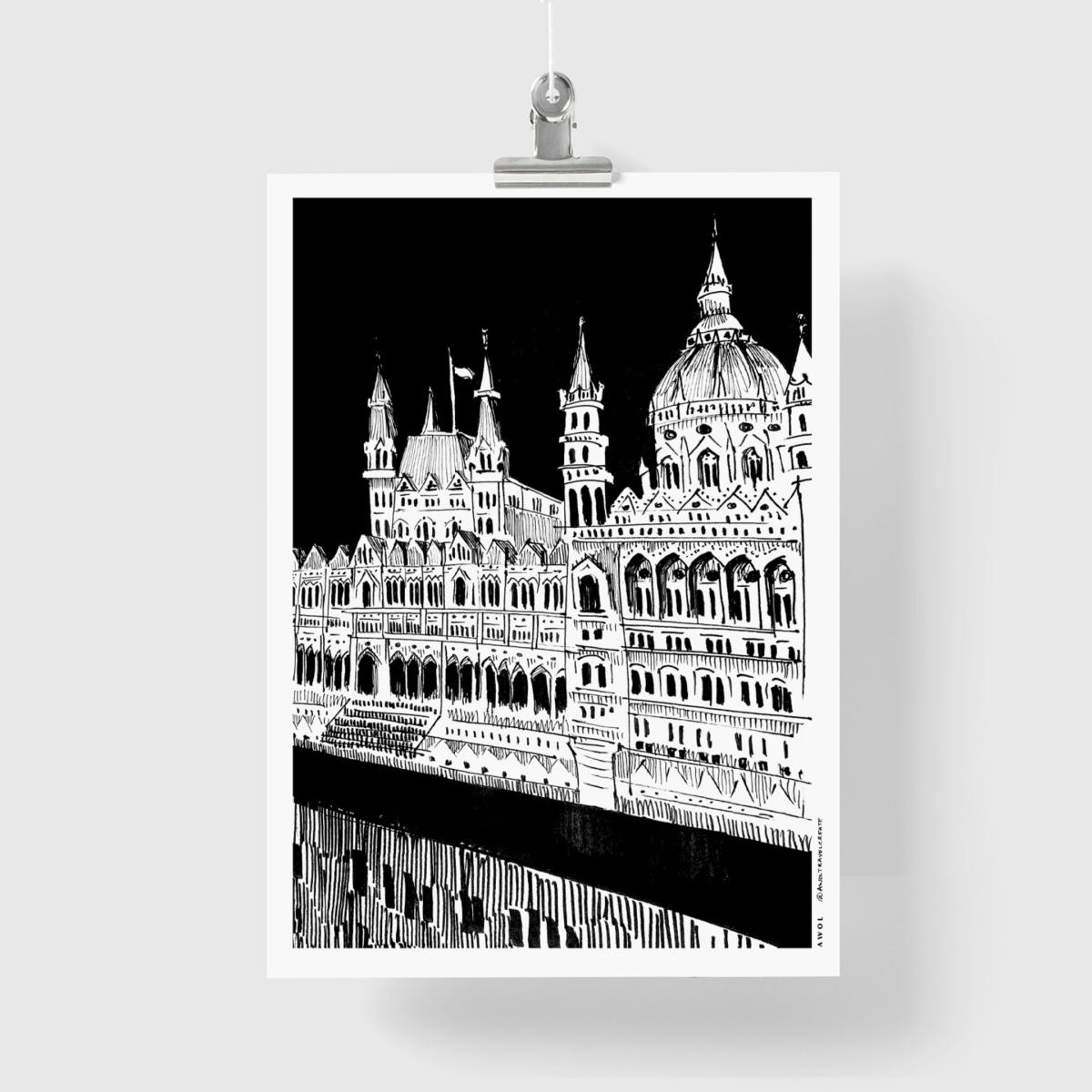 Black / White Beautiful Budapest City Art Print: Hungary Architecture Masterpieces Awol – image 10
