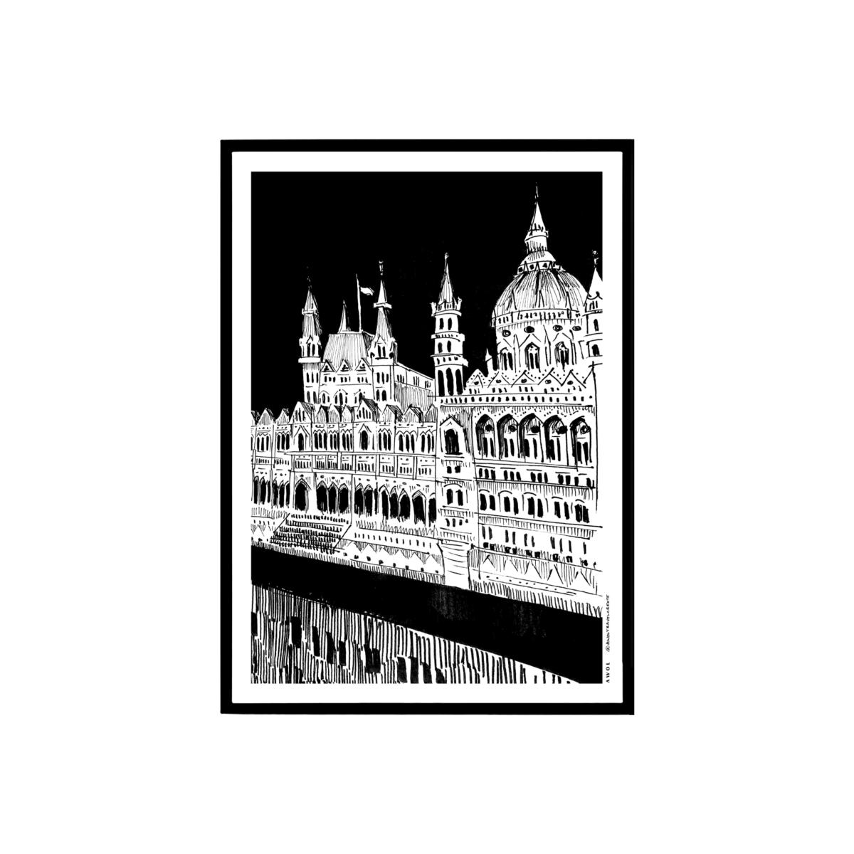 Black / White Beautiful Budapest City Art Print: Hungary Architecture Masterpieces Awol – image 1