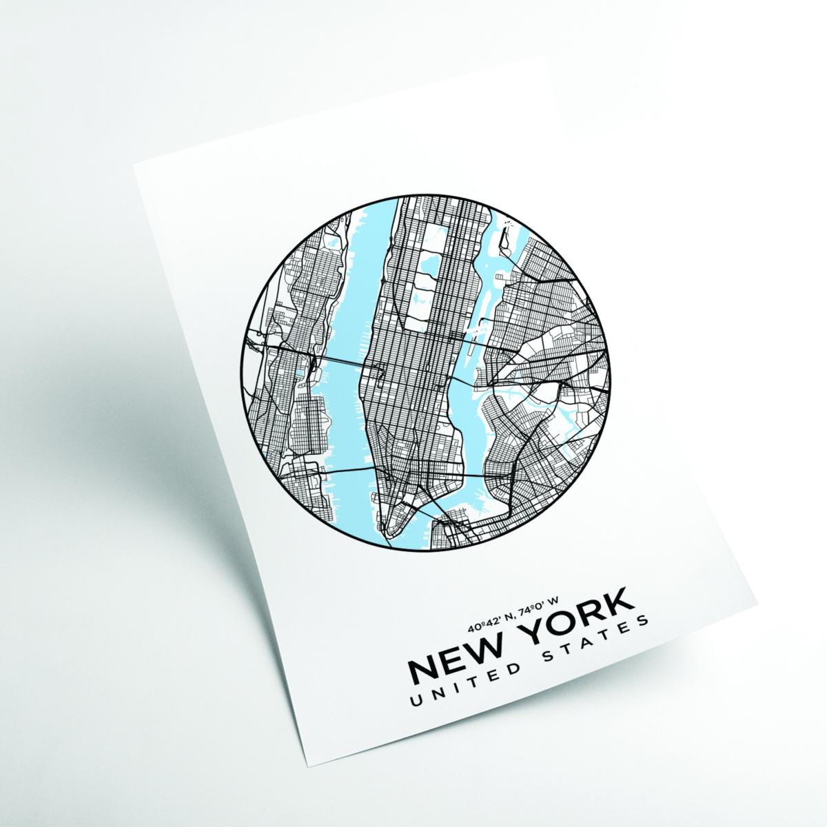 Blue Map Of New York A1 594 X 841Mm Stanley Print House – image 2