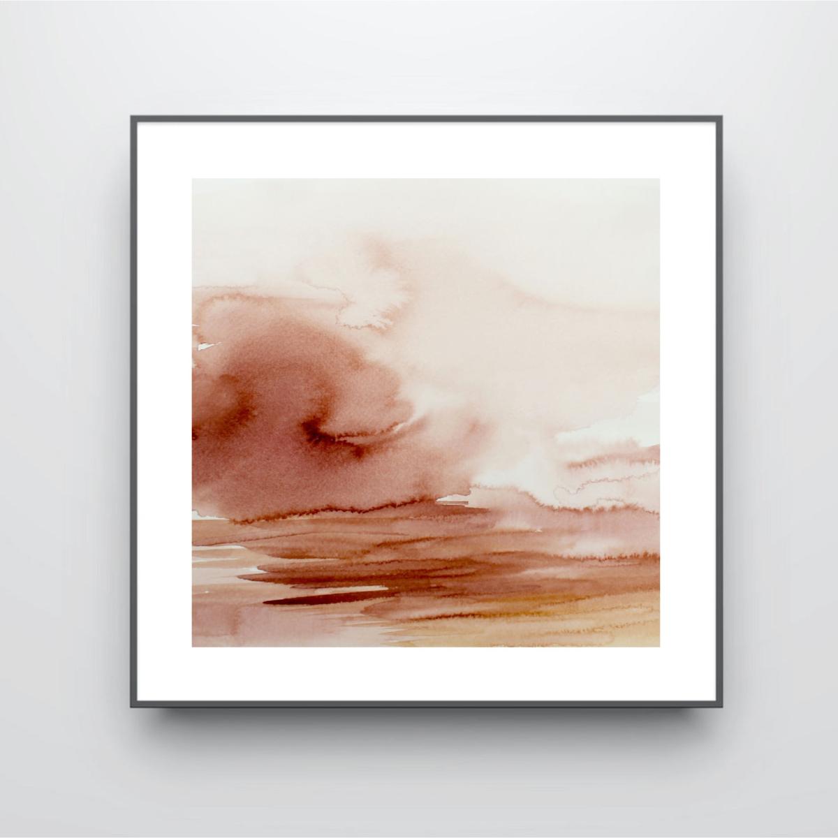 Pink / Purple / Yellow 'Warm Skies 2' Abstract Landscape Art Print - Pink Orange One Size Rosanna Corfe – image 2