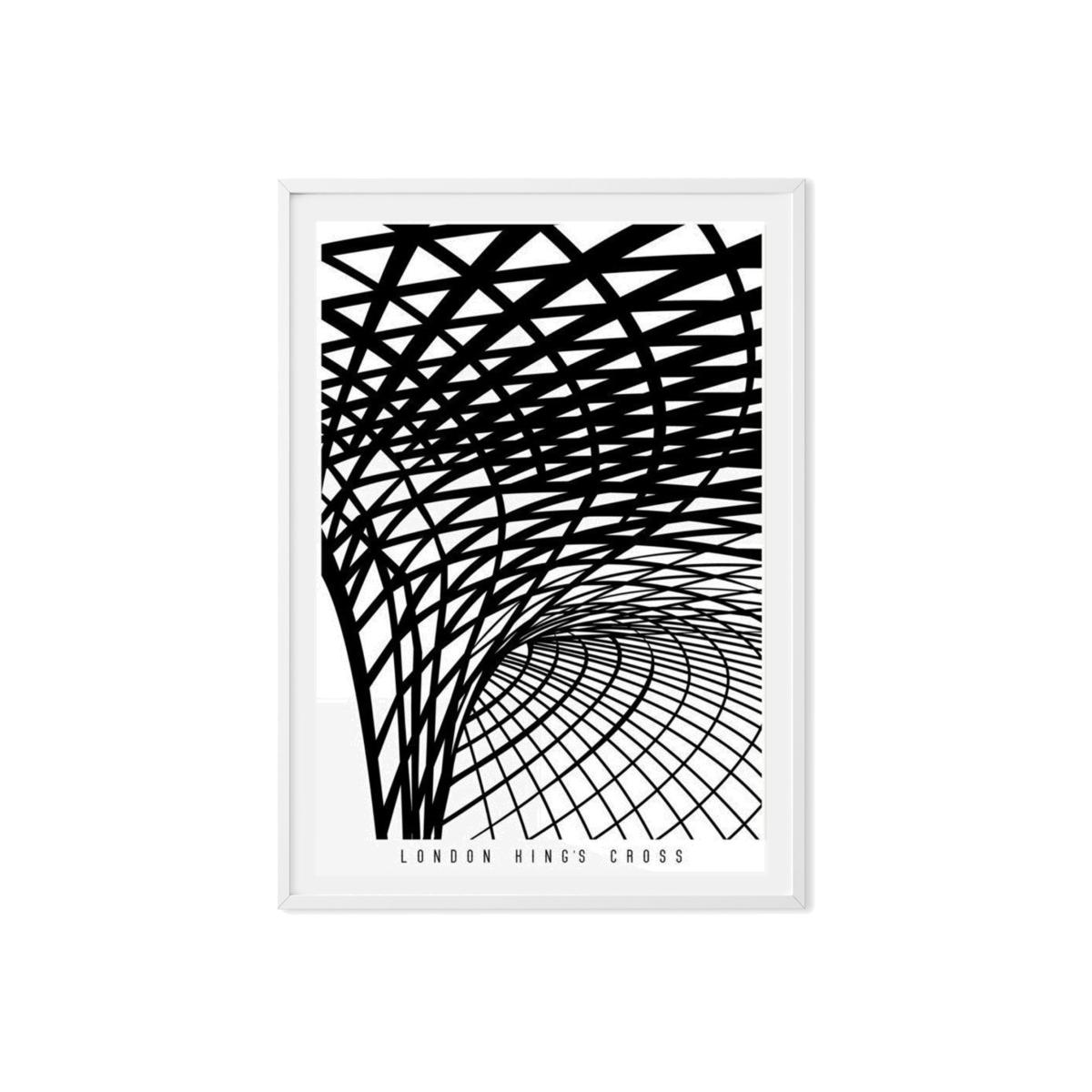 Black The Magnificent Ceiling Of London King's Cross Illustrated Art Print A3 297 X 420Mm Eye for London Prints – image 1