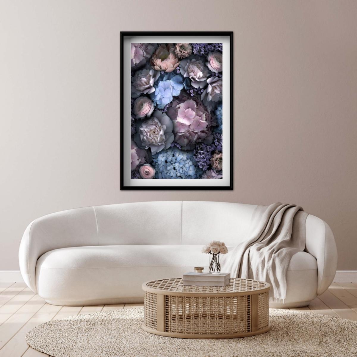 Black / Blue Dreamy Peony Hydrangea Print A3 297 X 420Mm Francesca Wild – image 2