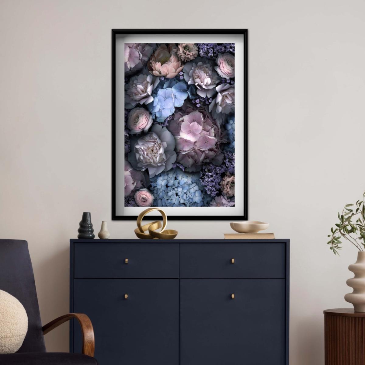 Black / Blue Dreamy Peony Hydrangea Print A3 297 X 420Mm Francesca Wild – image 3