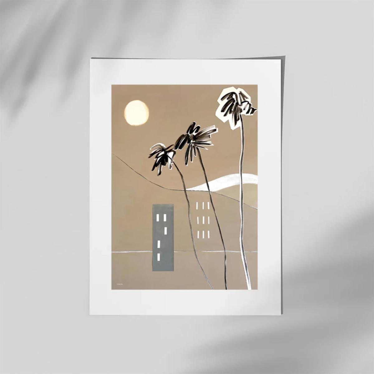 Black / Neutrals French Riviera Art Print: Snowy Alps And Palm Trees Overlooking The Mediterranean Sea Poster | A3 | 297 X 420Mm | Awol – image 2