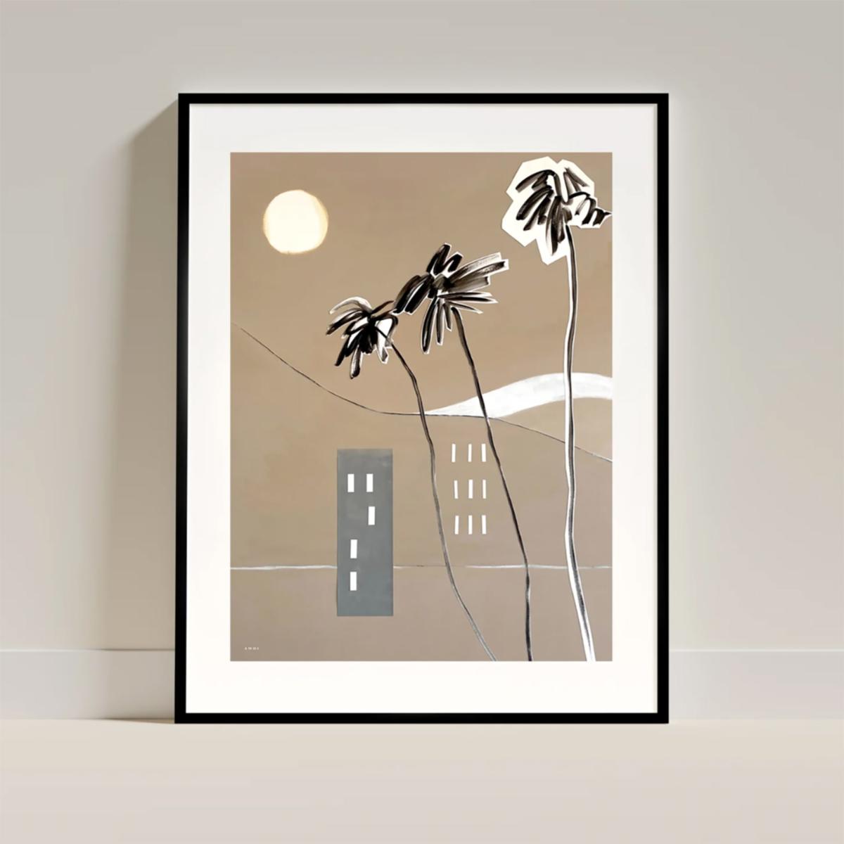 Black / Neutrals French Riviera Art Print: Snowy Alps And Palm Trees Overlooking The Mediterranean Sea Poster | A3 | 297 X 420Mm | Awol – image 7