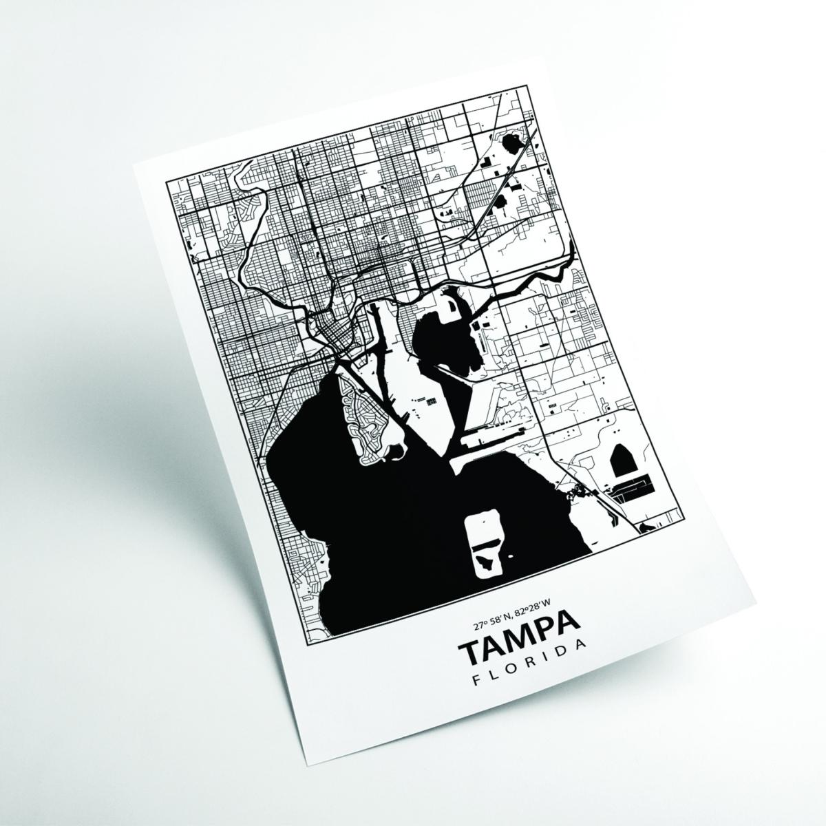 Black Map Of Tampa Florida Extra Large Stanley Print House – image 2