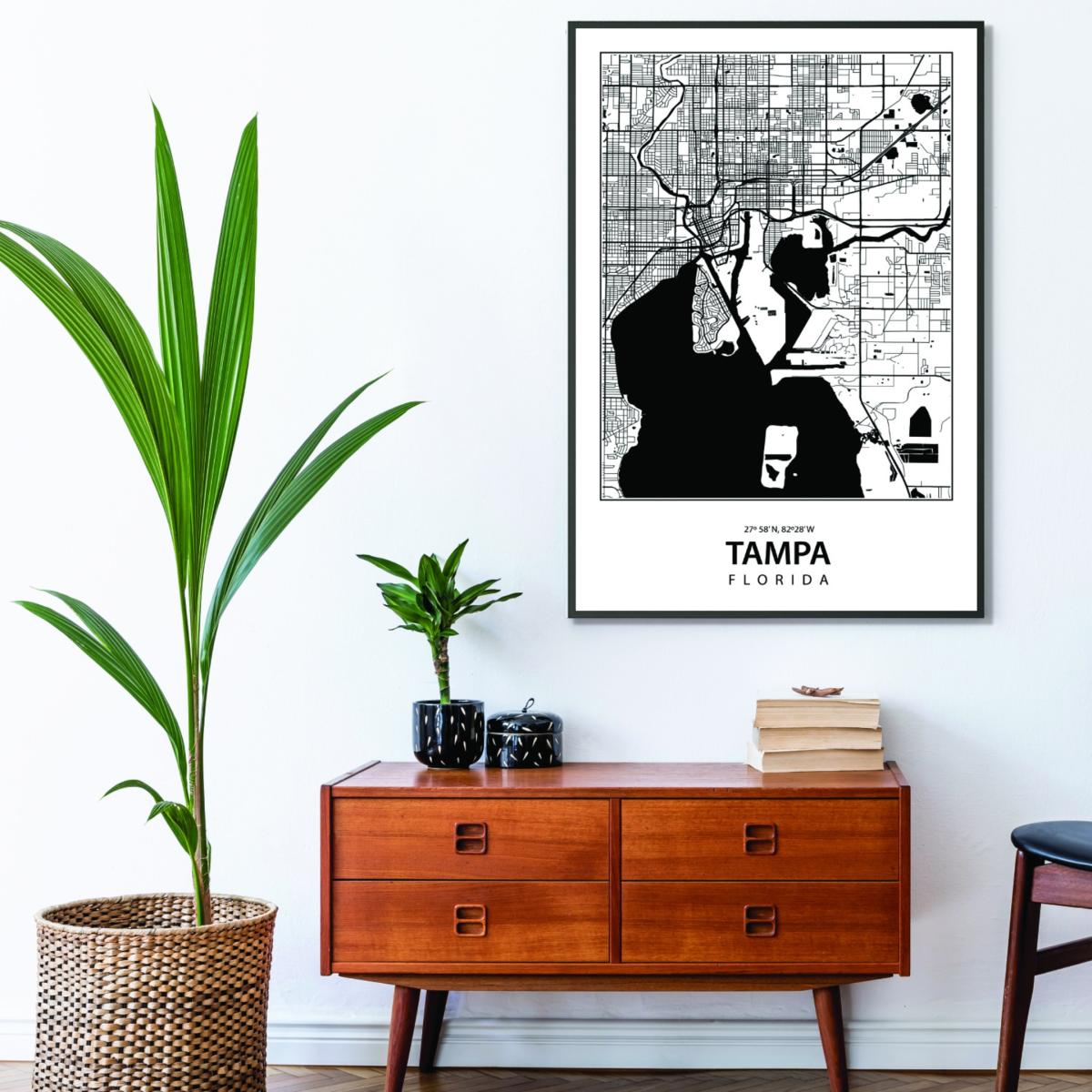 Black Map Of Tampa Florida Extra Large Stanley Print House – image 3