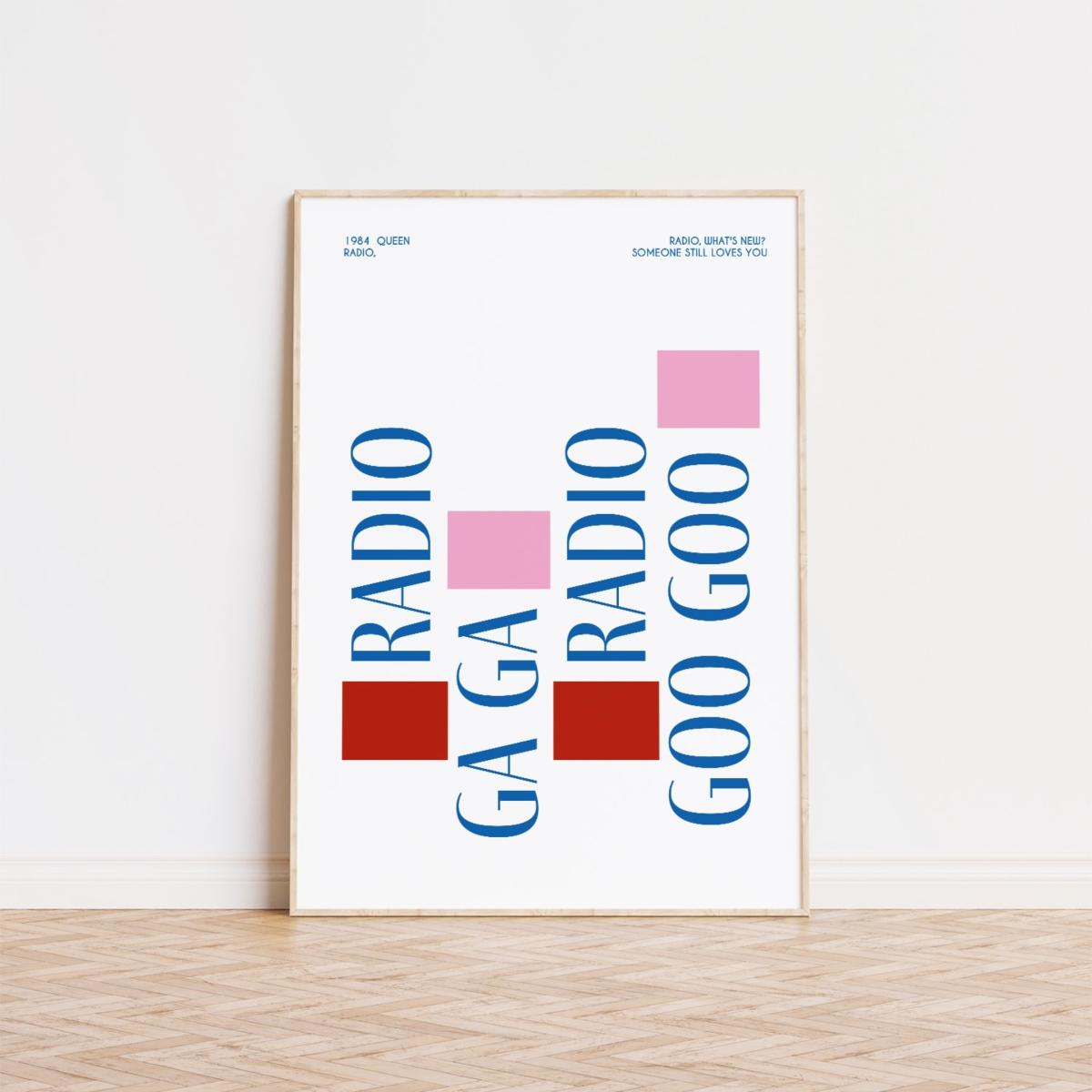 Blue / Pink / Purple Radio Ga Ga Queen 1980S Inspired Retro Giclée Art Print A3 A3 297 X 420Mm Fanclub – image 3