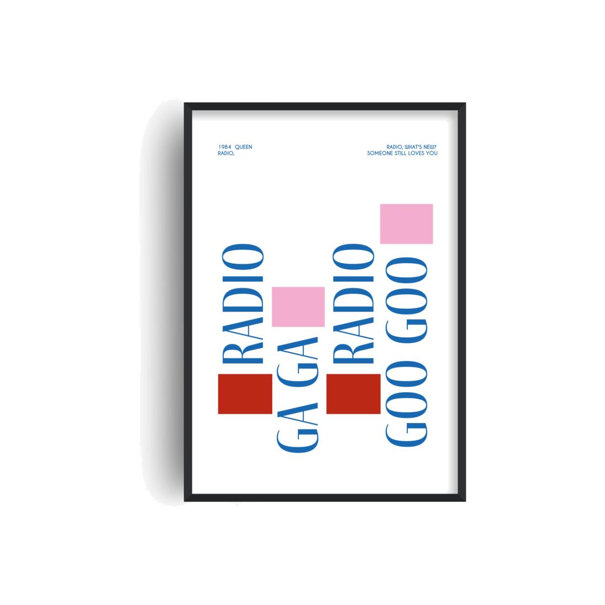 Blue / Pink / Purple Radio Ga Ga Queen 1980S Inspired Retro Giclée Art Print A3 A3 297 X 420Mm Fanclub – image 1