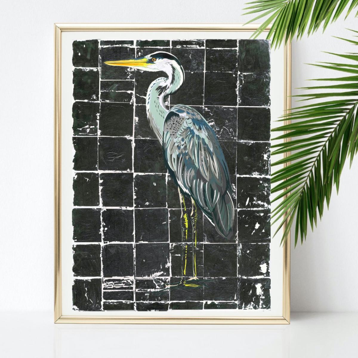 Grey Majestic Heron Limited Edition Fine Art Giclee Print Medium Chloe Croft London Limited – image 2