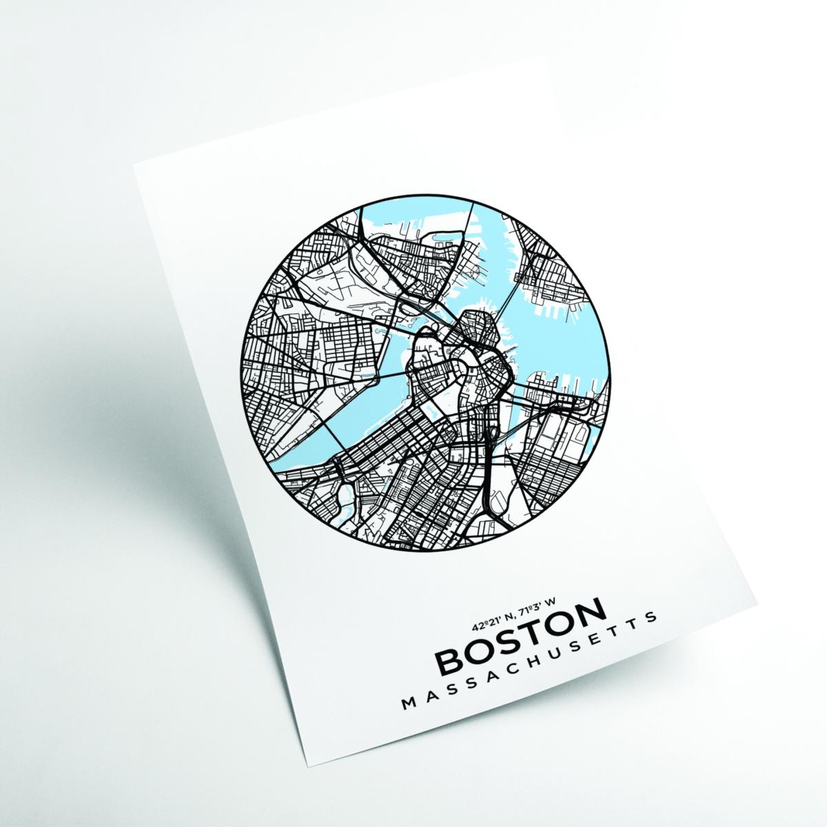 Blue Map Of Boston Extra Large Stanley Print House – image 2