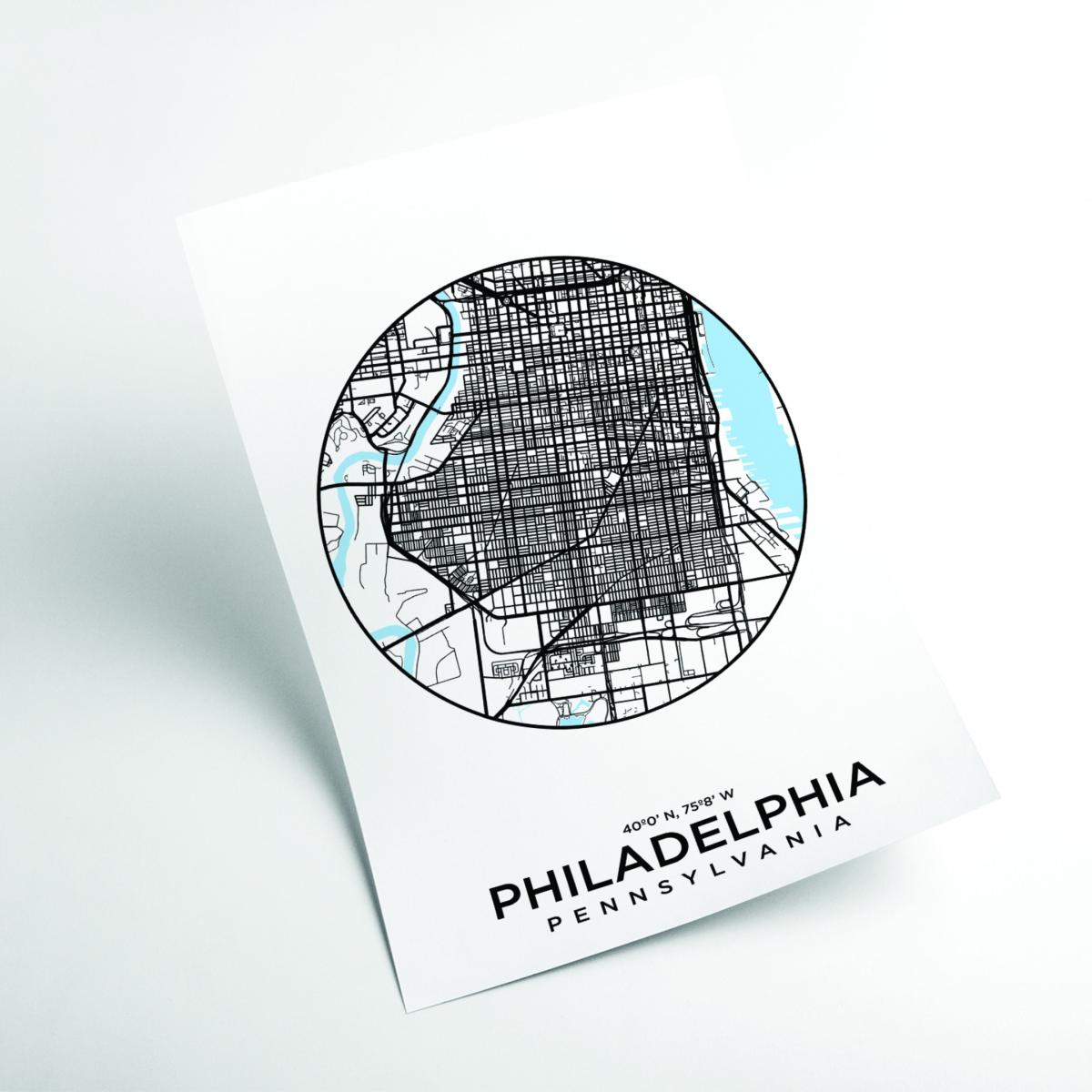 Blue Map Of Philiadelphia Large Stanley Print House – image 2
