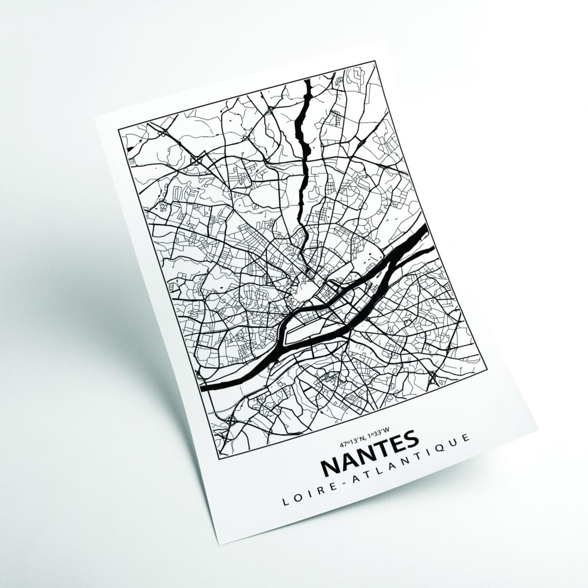 Black Map Of Nantes A1 594 X 841Mm Stanley Print House – image 2
