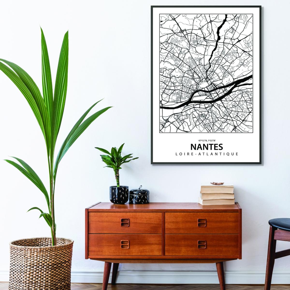 Black Map Of Nantes A1 594 X 841Mm Stanley Print House – image 3