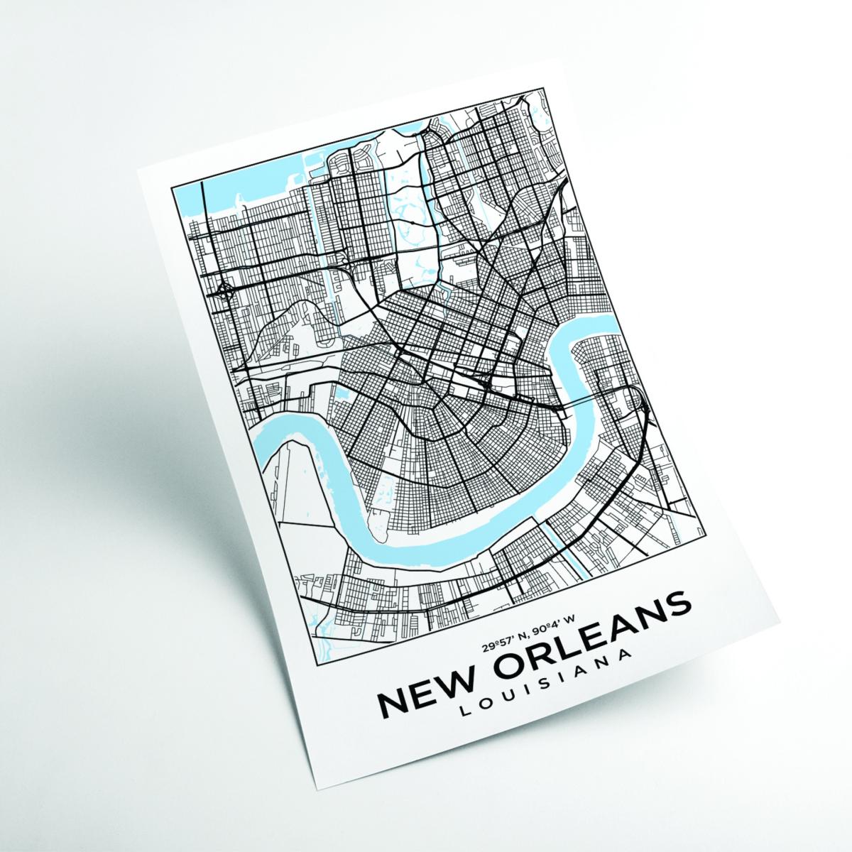 Blue Map Of New Orleans Louisiana Xxs Stanley Print House – image 2