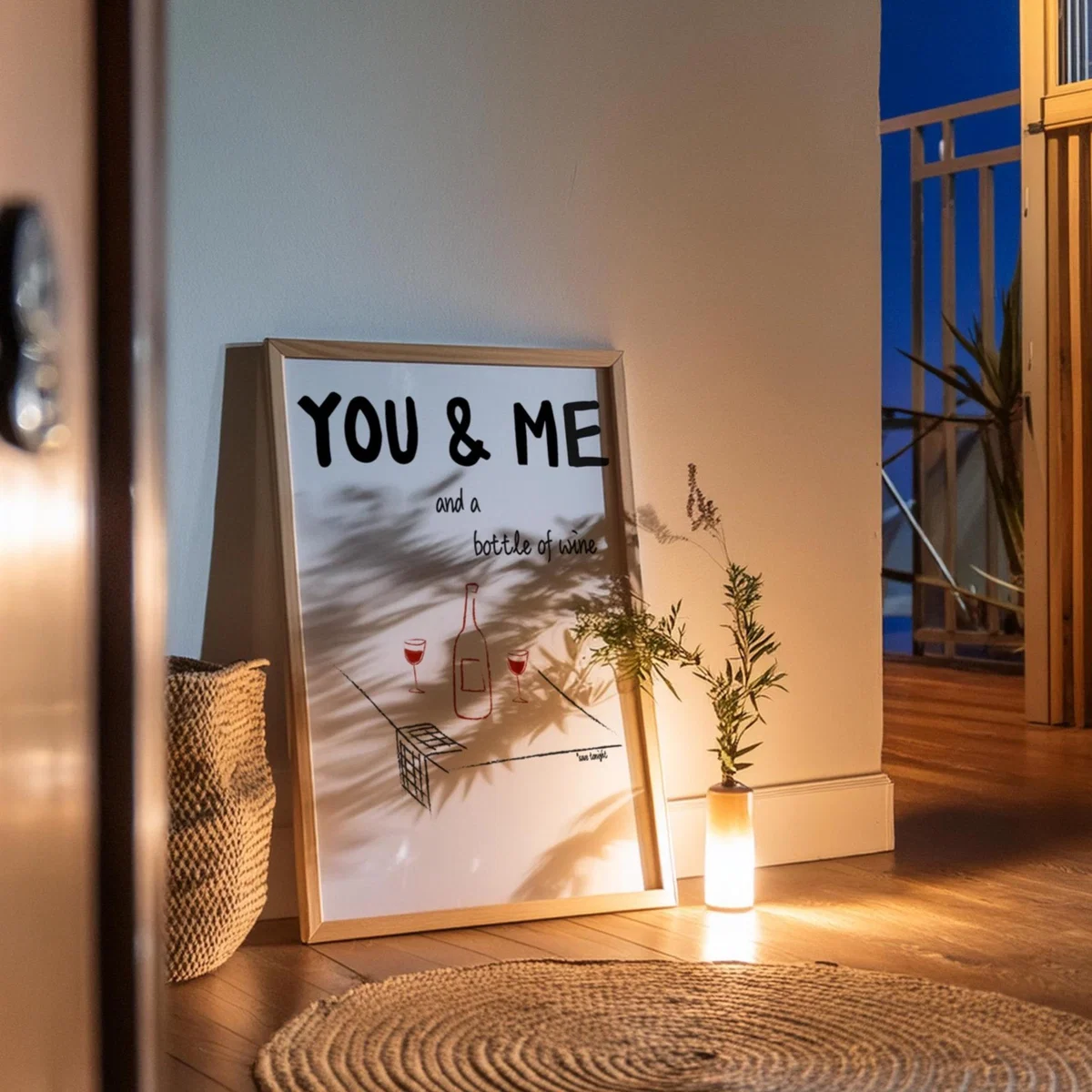 Red / Black You And Me And A Bottle Of Wine Illustrated Retro Music Giclée Art Print A3 | A4 | 210 X 297Mm | Fanclub – image 4