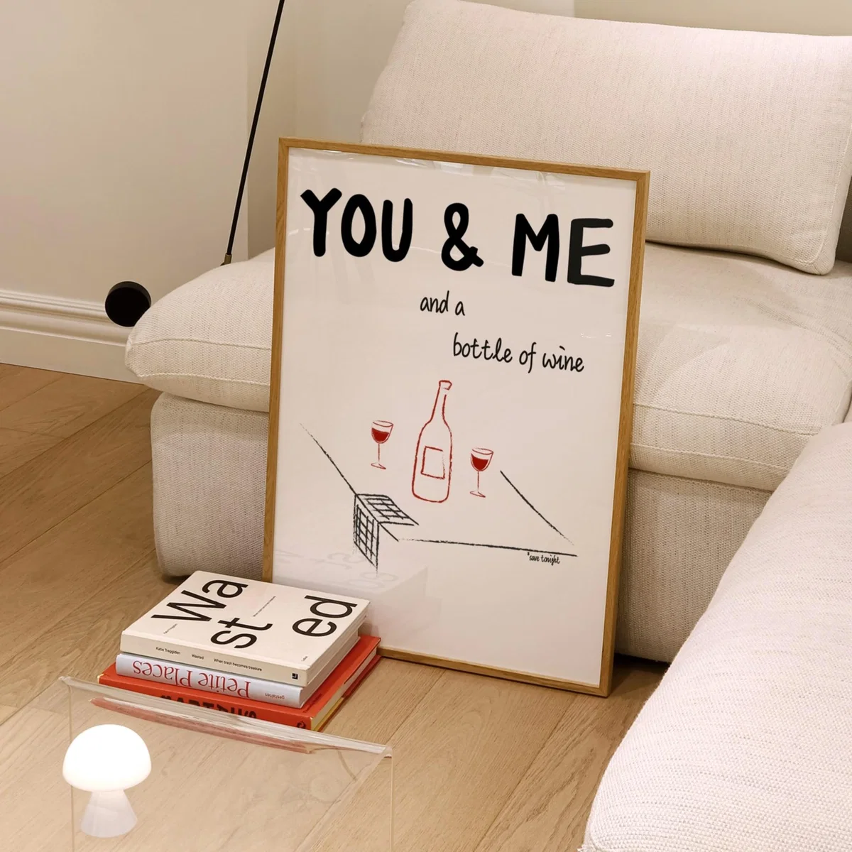 Red / Black You And Me And A Bottle Of Wine Illustrated Retro Music Giclée Art Print A3 | A4 | 210 X 297Mm | Fanclub – image 6