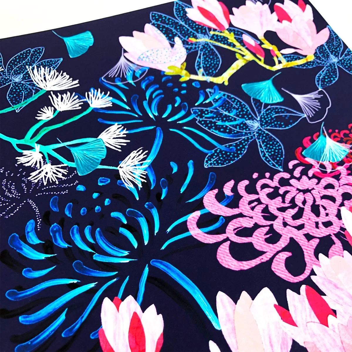 Large Giclee Print Midnight Florals Amanda West – image 2