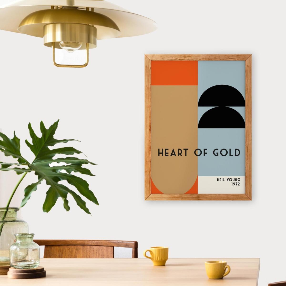 Gold / Black / Blue Heart Of Gold Retro Giclée Art Print A3 297 X 420Mm Fanclub – image 3