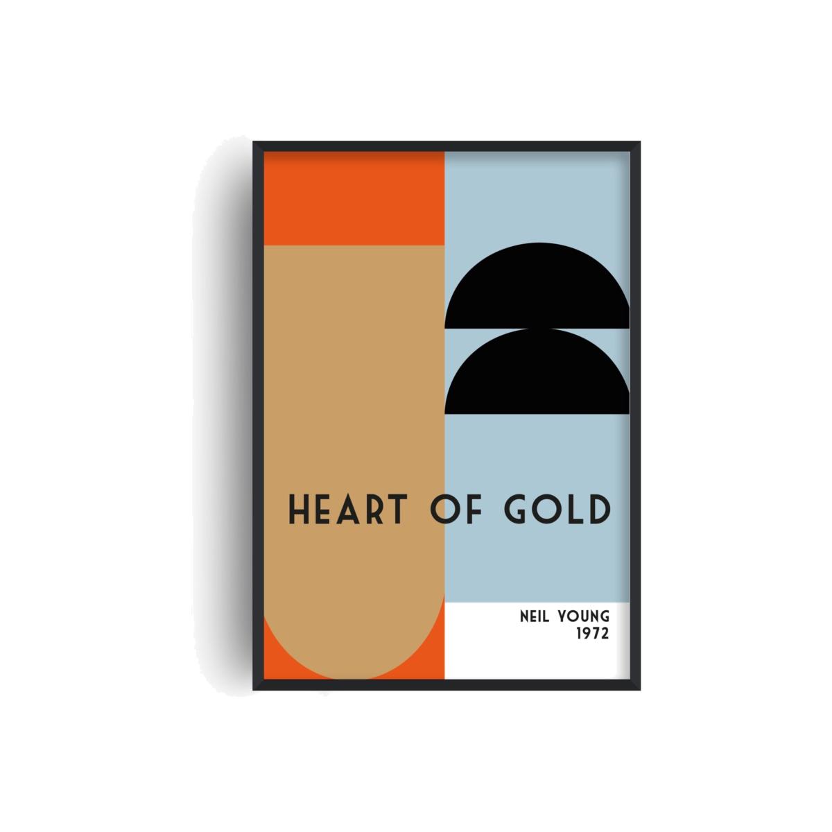 Gold / Black / Blue Heart Of Gold Retro Giclée Art Print A3 297 X 420Mm Fanclub – image 1