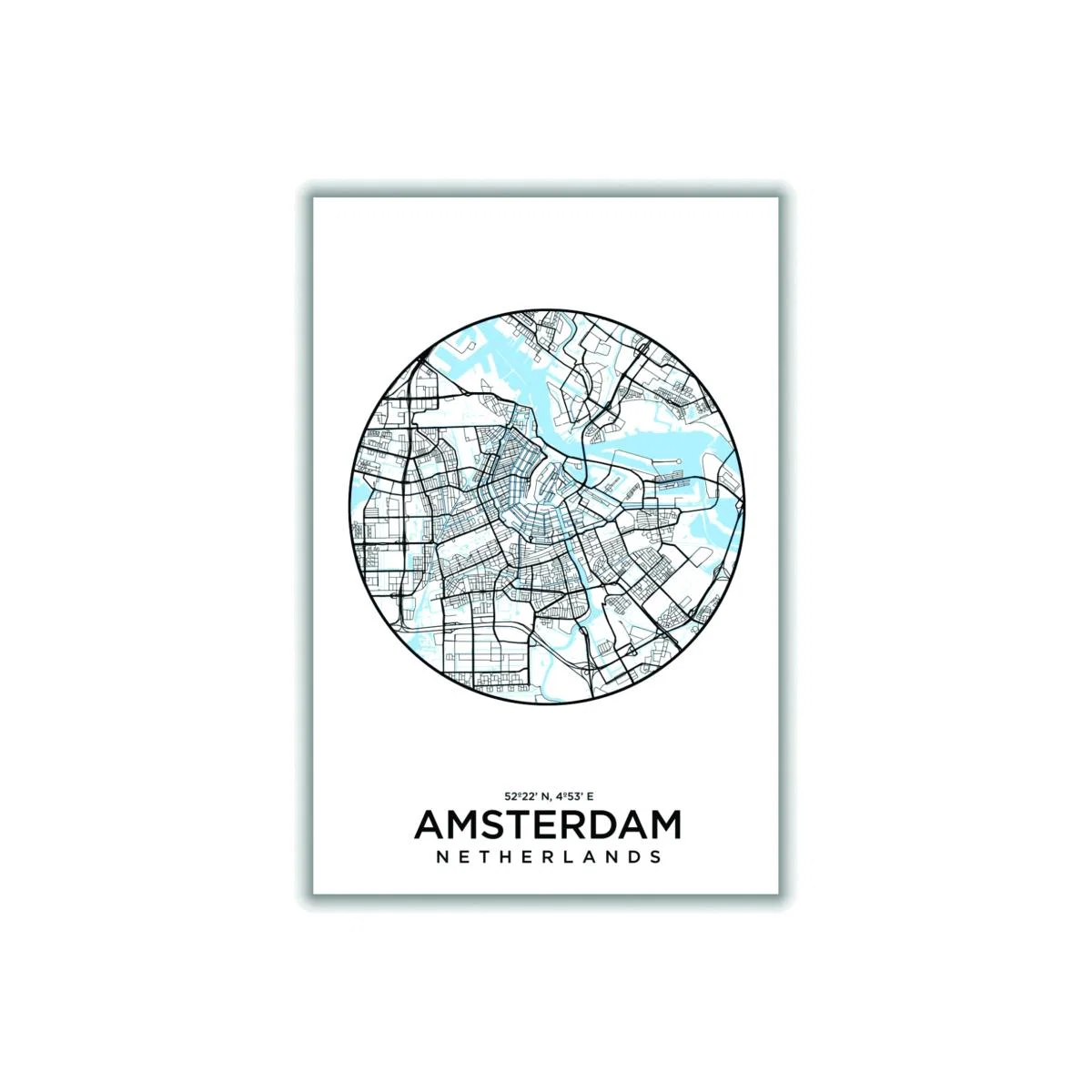 Blue Map Of Amsterdam A2 420 X 594Mm Stanley Print House – image 1