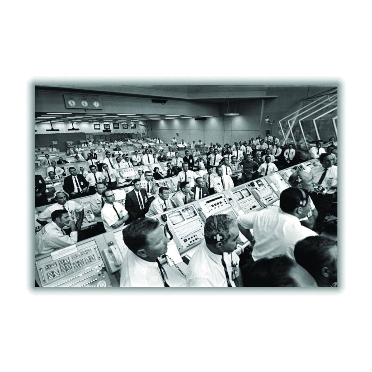 Grey Apollo 11 Control Center Lift Off A3 297 X 420Mm Stanley Print House – image 1