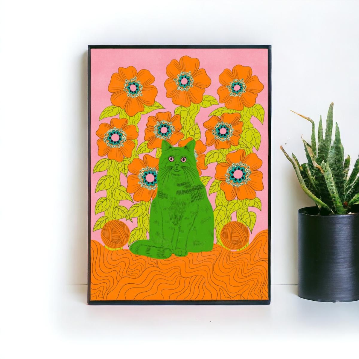Green / Pink / Purple Andy The Cat Art Print The Neighbourhood Threat – image 2