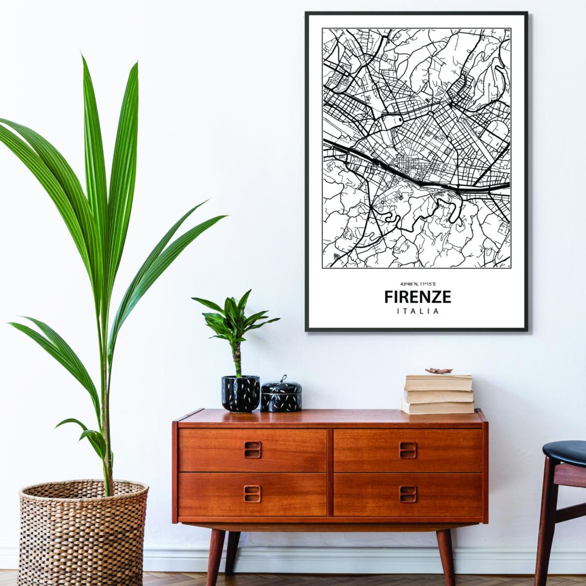 Black Map Of Firenze Italy Small Stanley Print House – image 3