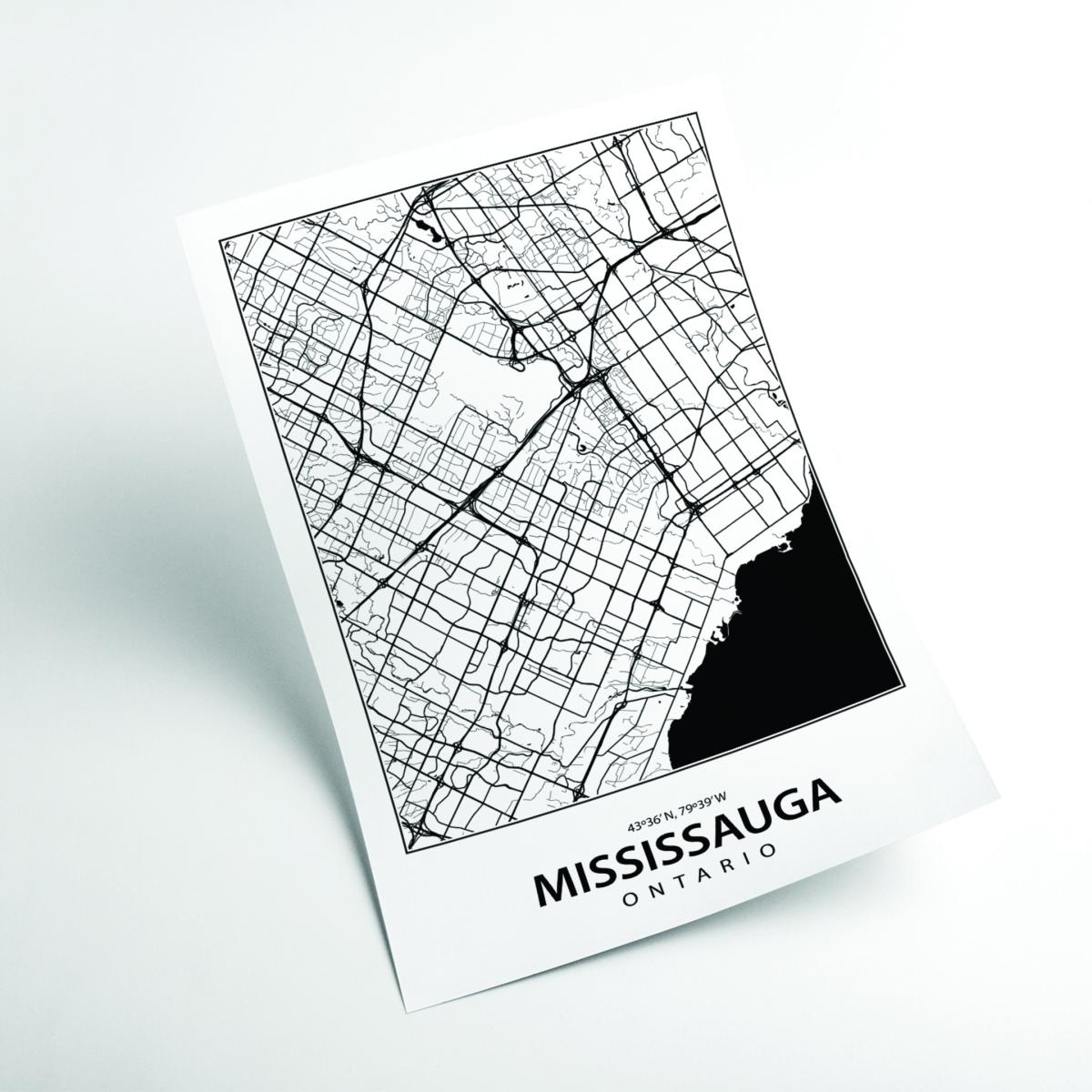 Black Map Of Mississauga A3 297 X 420Mm Stanley Print House – image 2