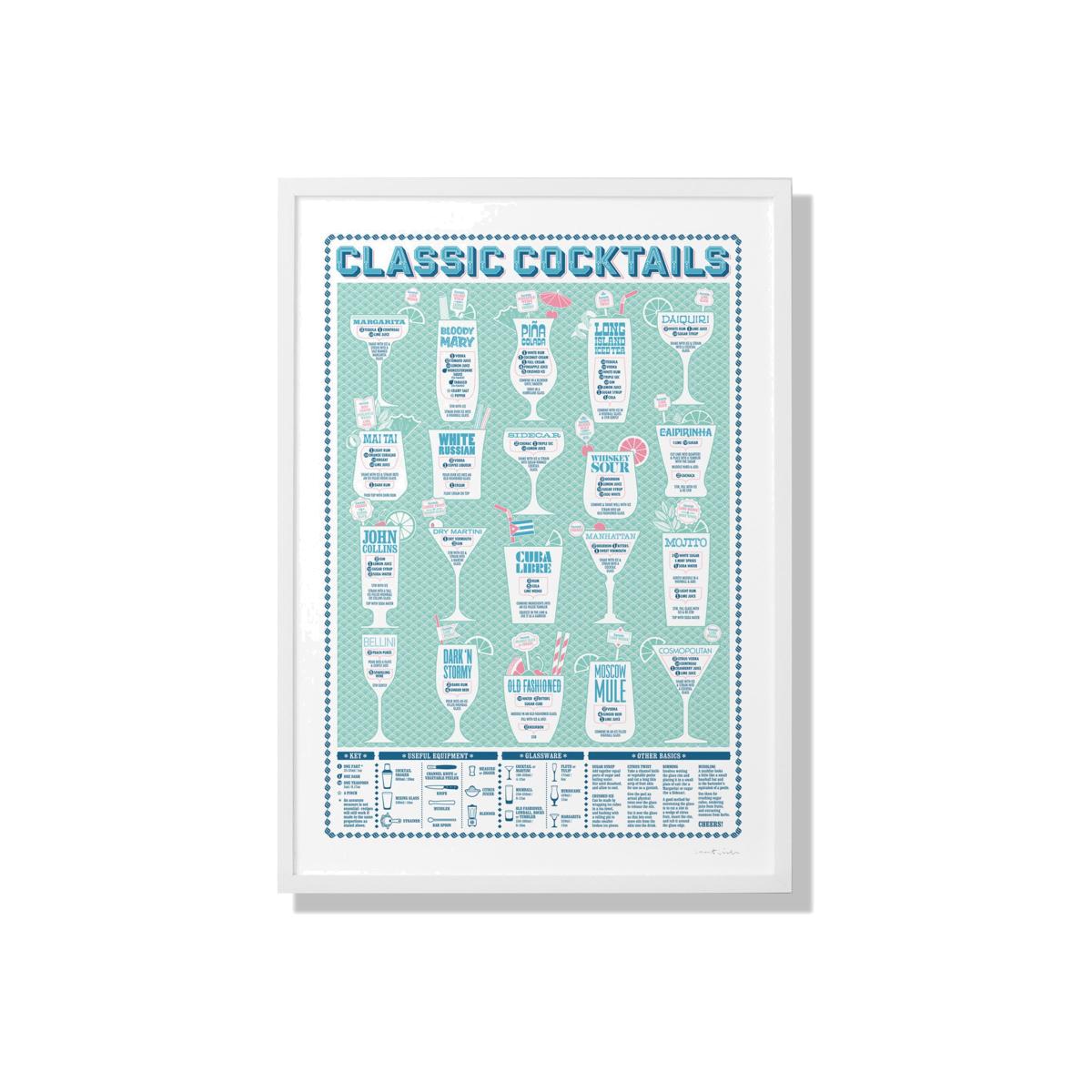 Classic Cocktails A2 Print Stuart Gardiner Design