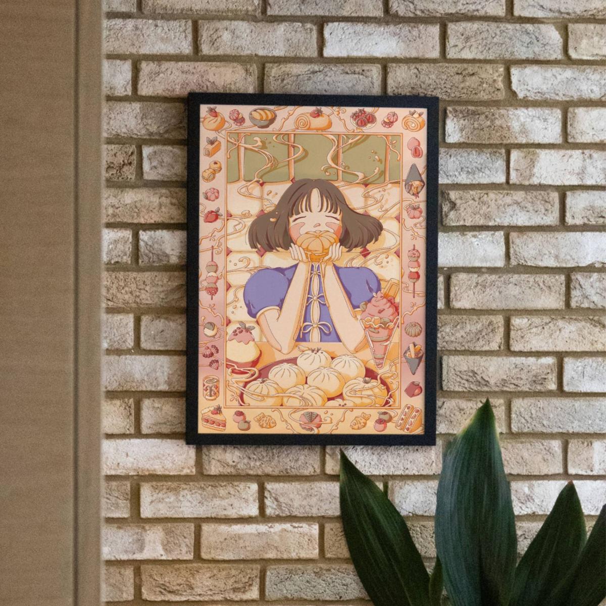 Neutrals / Yellow / Orange Custard Dreams - Japanese Foodie Art Print - Small | A3 | 297 X 420Mm | East Side Studio London – image 2