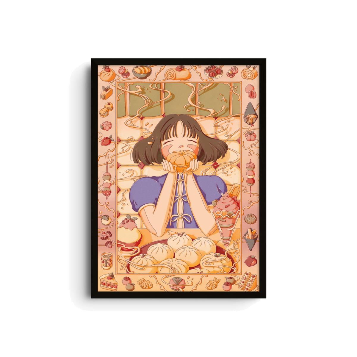 Neutrals / Yellow / Orange Custard Dreams - Japanese Foodie Art Print - Small | A3 | 297 X 420Mm | East Side Studio London – image 1