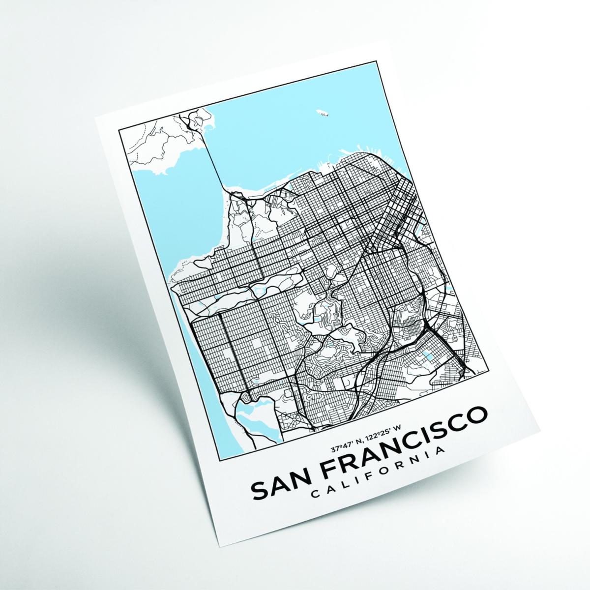 Blue Map Of San Francisco California Extra Small Stanley Print House – image 2