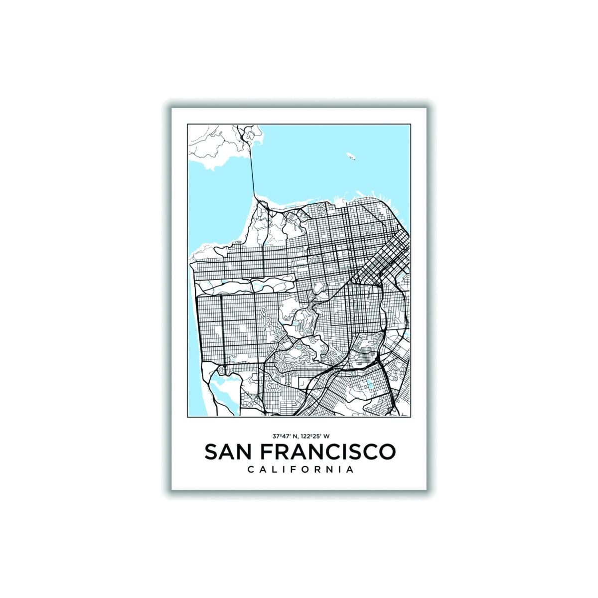 Blue Map Of San Francisco California Extra Small Stanley Print House – image 1