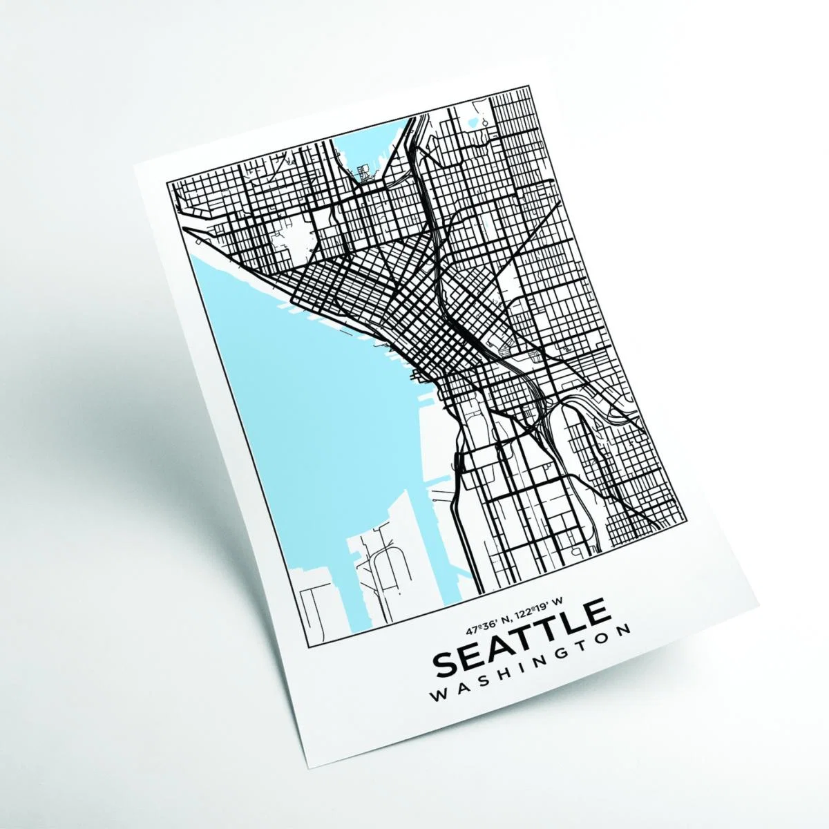 Blue Map Of Seattle Washington A4 210 X 297Mm Stanley Print House – image 2